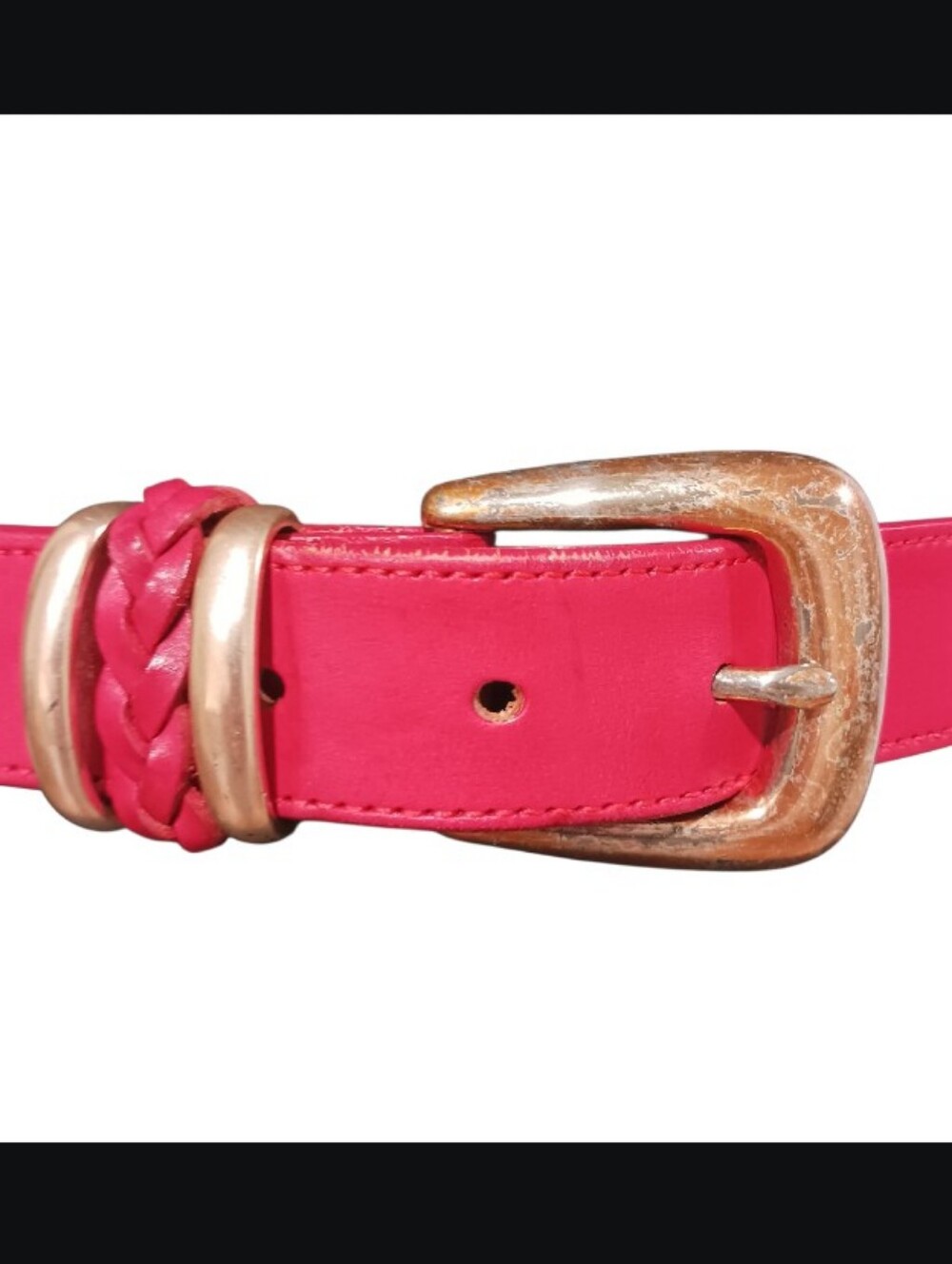 Vintage Brighton 1991 Red Leather Belt - Picture 2 of 9